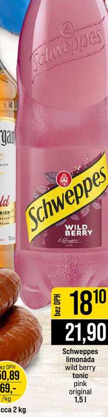 Schweppes limonáda wild berry tonic pink original 1,5l