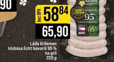 Láda Grileman klobása Echt bavoriš 95% na gril 220 g