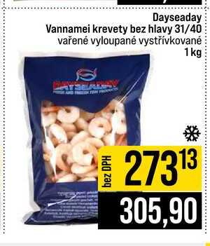 Dayseaday Vannamei krevety bez hlavy 31/40 vařené vyloupané vystřívkované 1 kg 