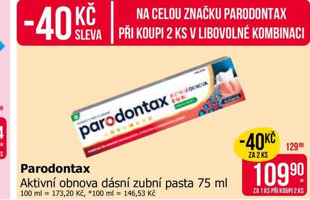 Parodontax Aktivní obnova dásní zubní pasta 75 ml