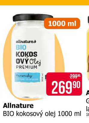 Allnature BIO kokosový olej 1000 ml 