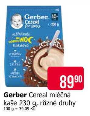 Gerber Cereal mléčná kaše 230 g, různé druhy 