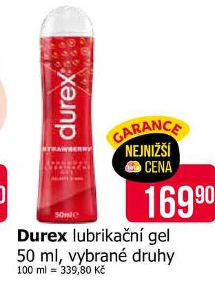 Durex lubrikační gel 50 ml, vybrané druhy