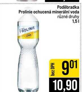 Poděbradka Prolinie ochucená minerální voda různé druhy 1,5l