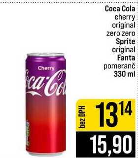 Coca Cola cherry original zero zero Sprite original Fanta pomeranč 330 ml