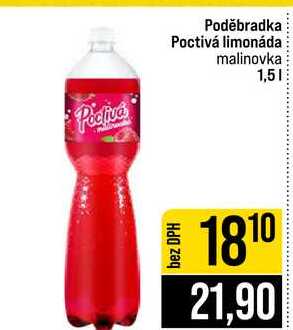 Poděbradka Poctivá limonáda malinovka 1,5l