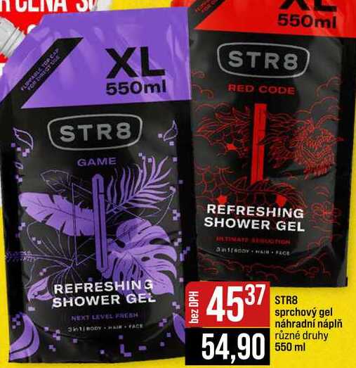 STR8 sprchový gel náhradní náplň různé druhy 550 ml 