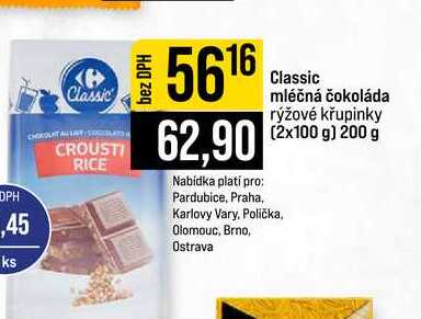Classic mléčná čokoláda rýžové křupinky (2x100 g) 200 g 