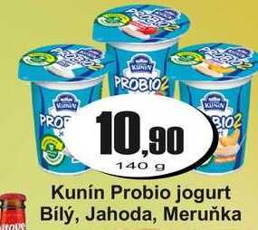 Kunín Probio jogurt Bílý, Jahoda, Meruňka 140 g