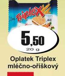 Oplatek Triplex mléčno-oříškový 20 g v akci