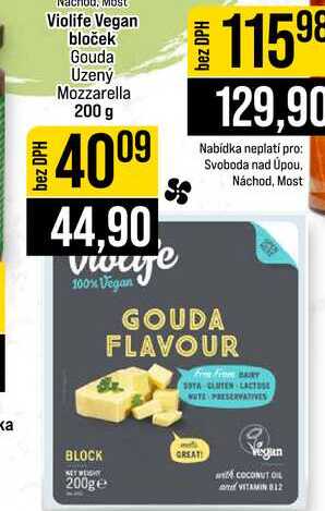 Vegan bloček Gouda Uzený Mozzarella 200 g
