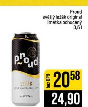 Proud světlý ležák original limetka ochucený 0,5l