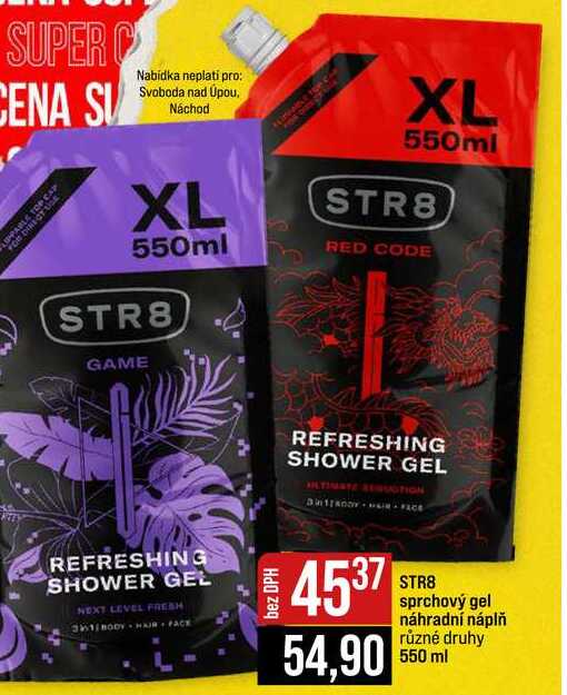 STR8 sprchový gel náhradní náplň různé druhy 550 ml