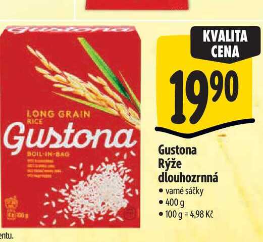 Gustona Rýže dlouhozrnná varné sáčky 400 g