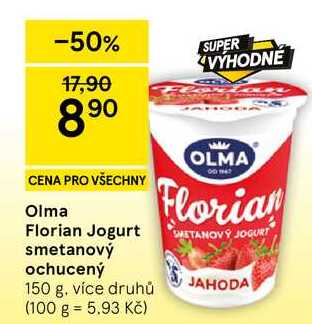 Olma Florian Jogurt smetanový ochucený, 150 g, více druhů