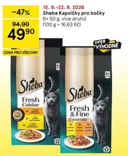 Sheba Kapsičky pro kočky, 6x 50 g, více druhů