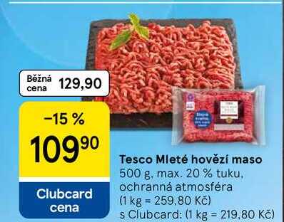 Tesco Mleté hovězí maso, 500 g, max. 20% tuku