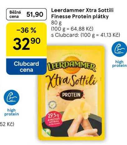 Leerdammer Xtra Sottili Finesse Protein plátky, 80 g