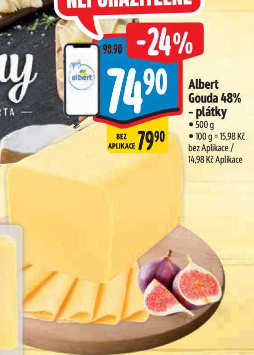 Albert Gouda 48% - plátky 500 g