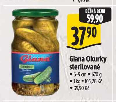 Giana Okurky sterilované 6-9 cm 670 g