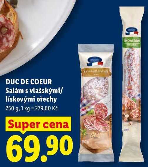 DUC DE COEUR Salám s vlašskými/lískovými ořechy, 250 g