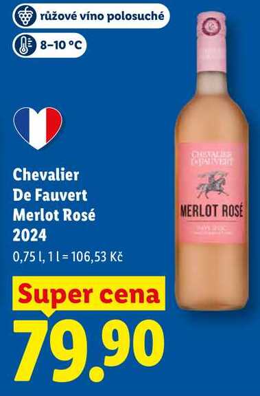 Chevalier De Fauvert Merlot Rosé 2024, 0,75 l
