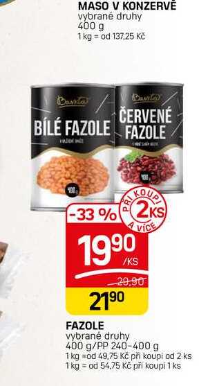 FAZOLE vybrané druhy 400 g/PP 240-400 g