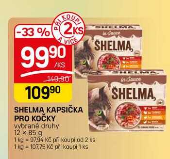SHELMA KAPSIČKA PRO KOČKY vybrané druhy 12 x 85 g 