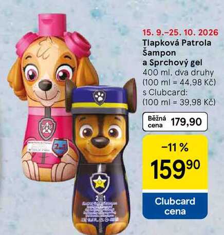 Tlapková Patrola Šampon a Sprchový gel, 400 ml, dva druhy