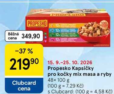 Propesko Kapsičky pro kočky mix masa a ryby, 48× 100 g  