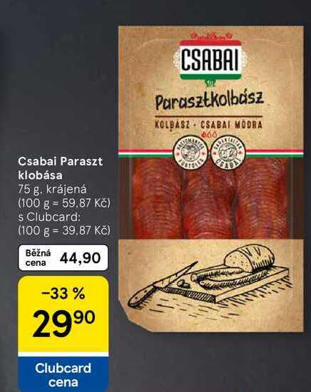 Csabai Paraszt klobása, 75 g