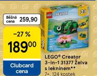 LEGO® Creator 3-in-1 31377 Želva s leknínem 7+, 124 kostek