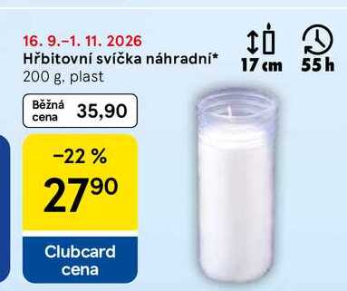 Hřbitovní svíčka náhradní plast, 200 g 