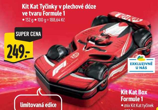 Kit Kat Tyčinky v plechové dóze ve tvaru Formule 1, 132 g
