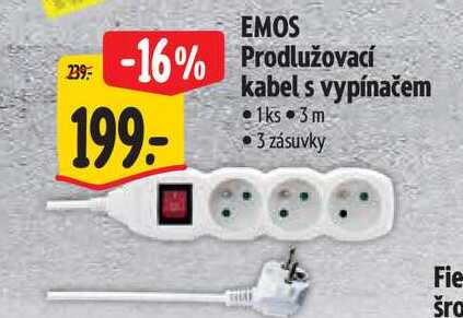 EMOS Prodlužovací kabel s vypínačem