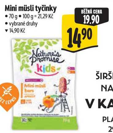 Mini müsli tyčinky, 70 g