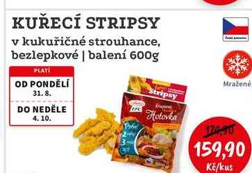 KUŘECÍ STRIPSY v kukuřičné strouhance, bezlepkové balení 600g