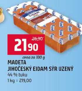 MADETA JIHOČESKÝ EIDAM SÝR UZENÝ 44% tuku 100g