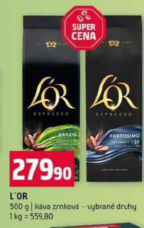 L'OR 500 g káva zrnková vybrané druhy 