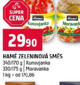 HAMÉ ZELENINOVÁ SMĚS 340/170 g Kunovjanka 330/175 g Moravanka