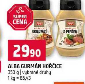 ALBA GURMÁN HOŘČICE 350 g vybrané druhy