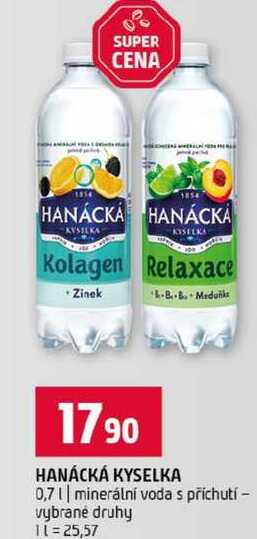 HANÁCKÁ KYSELKA 0,7l minerální voda s příchutí vybrané druhy