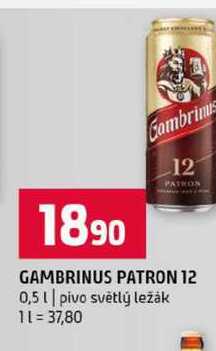 GAMBRINUS PATRON 12 0,5l pivo světlý ležák