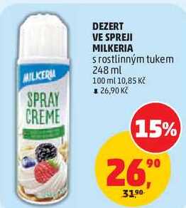 DEZERT VE SPREJI MILKERIA s rostlinným tukem, 248 ml