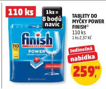 TABLETY DO MYČKY POWER FINISH, 110 ks