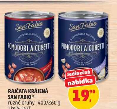 RAJČATA KRÁJENÁ SAN FABIO různé druhy, 400/260 g