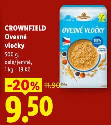 CROWNFIELD Ovesné vločky, 500 g 