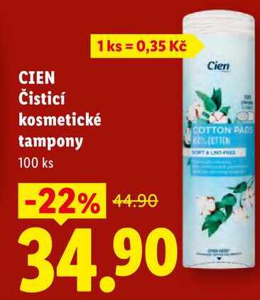 CIEN Čisticí kosmetické tampony, 100 ks  