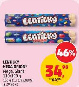 ORION lentilky Mega, Giant, 110/120 g