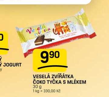 VESELÁ ZVÍŘÁTKA ČOKO TYČKA S MLÉKEM 30 g